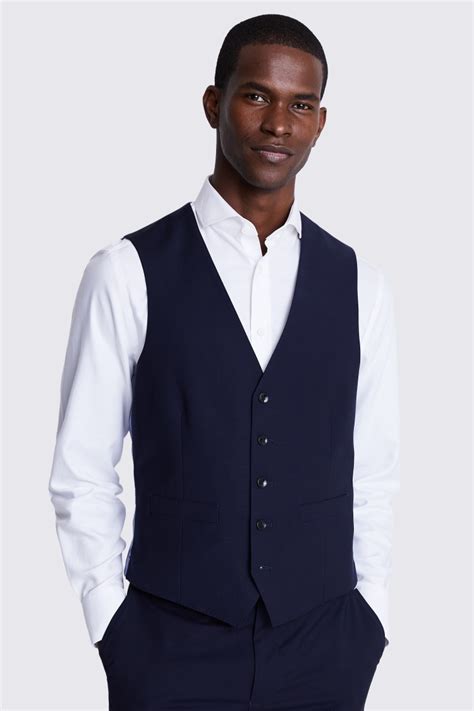 Tailored Fit Navy Performance Waistcoat Buy Online At Moss