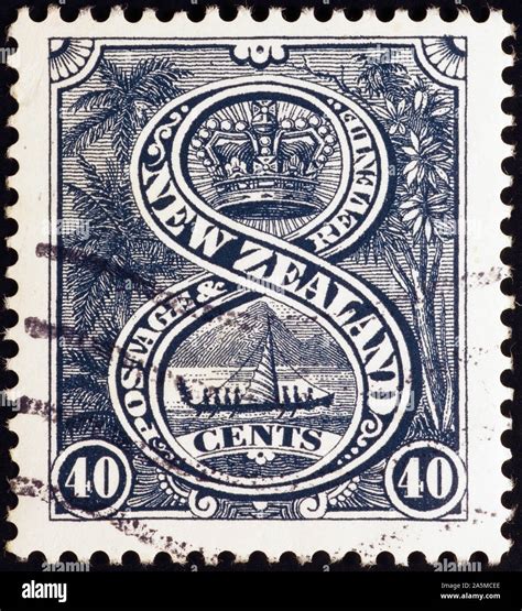 Nice Old Postage Stamp Of New Zealand Stock Photo Alamy