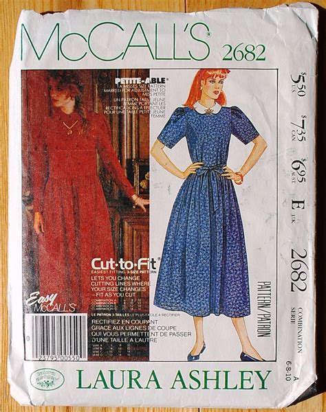 Mccalls 2682 Vintage 1986 Laura Ashley Dress Pattern Cut To Fit Sizes