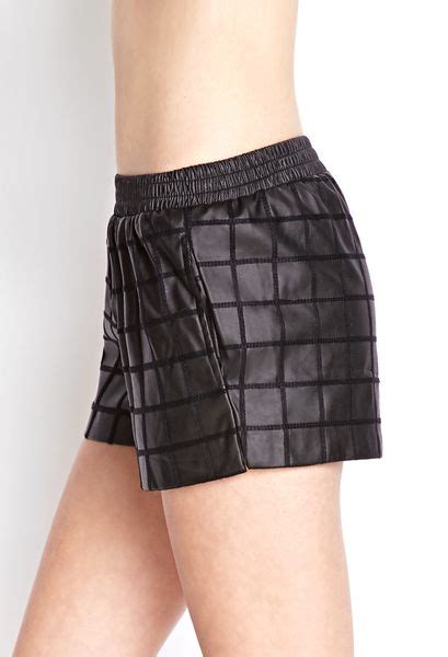 Forever 21 Faux Leather Grid Shorts In Black Black Black Lyst
