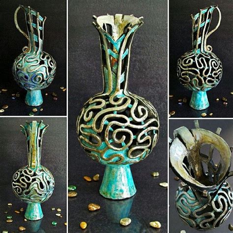 Vaso Decorativo In Ceramica Raku Con Manico Vaso Traforato Etsy