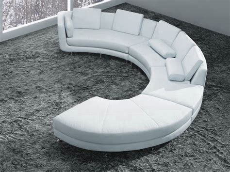 White Bonded Leather Curved Sectional Sofa Set Modern Living Room