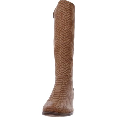 Baretraps Madelyn Womens Faux Leather Embossed Knee High Boots Shop Premium Outlets
