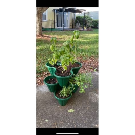 Set Of 3 Stacking Planter Tower 3 Tier Space Saving Flower Pots By