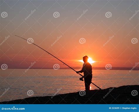 Sea Fishing At Dusk Stock Image Image Of Beach Evening 223699