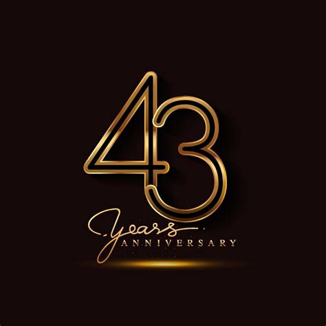 43 Años Aniversario Logo Color Dorado Aislado Sobre Fondo Negro 3444646