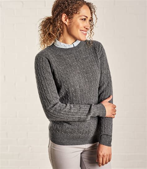 Charcoal Cashmere Merino Womens Cashmere And Merino Cable