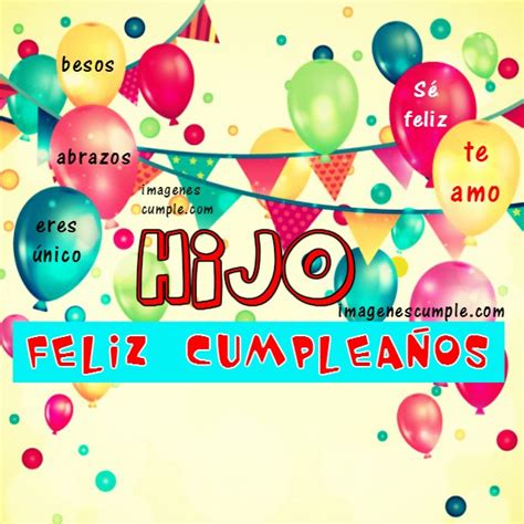 Tarjeta Bonita Con Saludos De Feliz Cumpleaños Para Hijo Imágenes De Cumpleaños Feliz