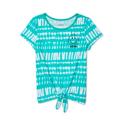 Justice Justice Girls Shibori Tie Dye Tie Front Graphic T Shirt