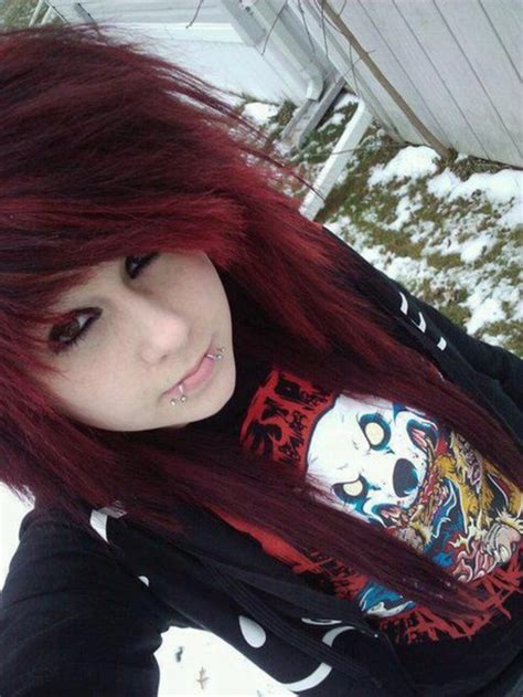 Sweater Emo Pull Pullover Girl Red Hair Red Black