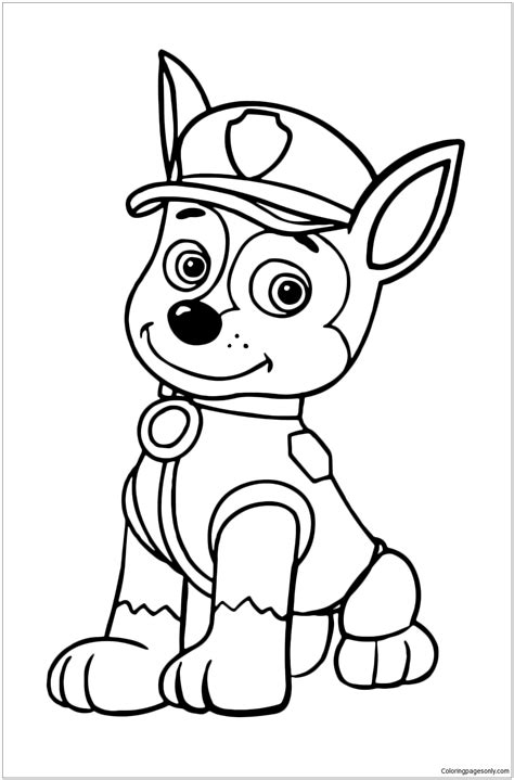 Skye and everest rainbow colouring page. Chase Coloring Page at GetColorings.com | Free printable ...