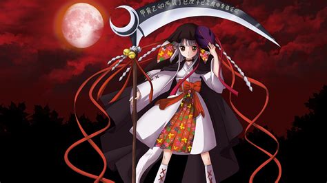Wallpaper Illustration Anime Girls Weapon Scythe Ookami Kakushi Kushinada Nemuru