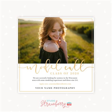 Senior Photography Template Instant Download Senior Model Call