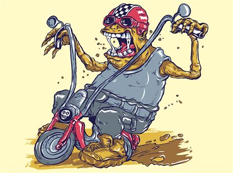 monster on bike vector art and graphics