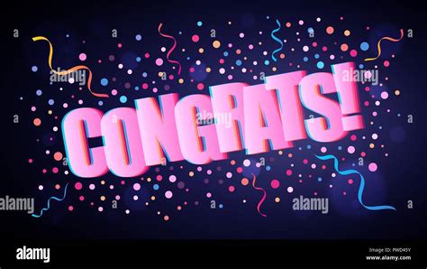 Congrats Overlapping Festive Lettering With Colorful Round Confetti