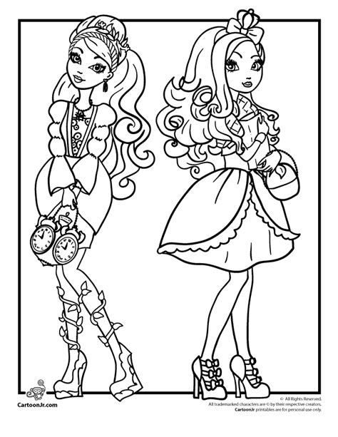 Free printable thronecoming ever after high coloring page for apple white. Ever After High - Ashlynn Ella & Apple White | Cartoon Jr ...
