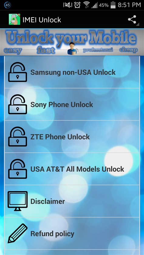Each phone is associated with a. IMEI Unlock for Android - APK Download