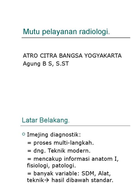 Mutu Pelayanan Radiologi Pdf