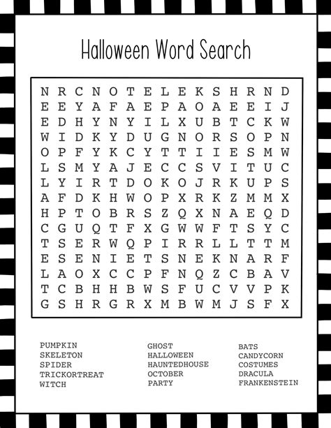 Giant Halloween Word Search Answer Key
