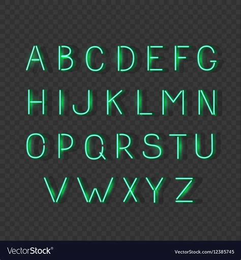 Neon Light Glowing Alphabet Signs Letters Font Vector Image
