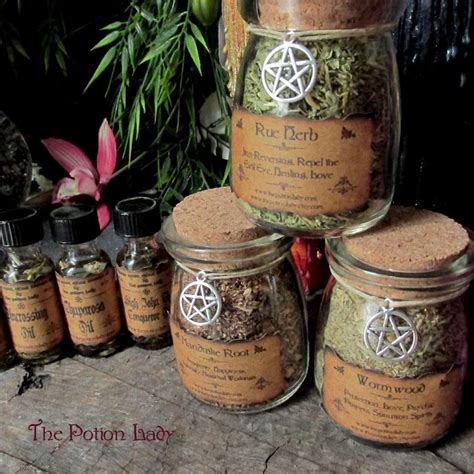 Set Of Witchs Herbs Jars Sacred Herbs Wiccan Herb Jars Etsy
