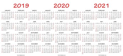 Three Year Calendar 2020 2023