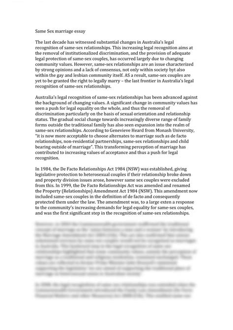 Legal Studies Same Sex Marriage Essay Legal Studies Year 12 Hsc