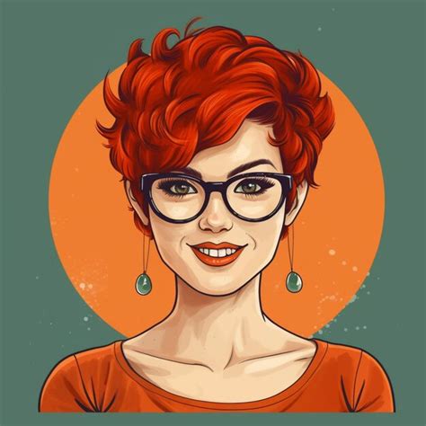 Premium Photo A Cartoon Image Of A Woman With Glasses And A Red Hair Generative Ai