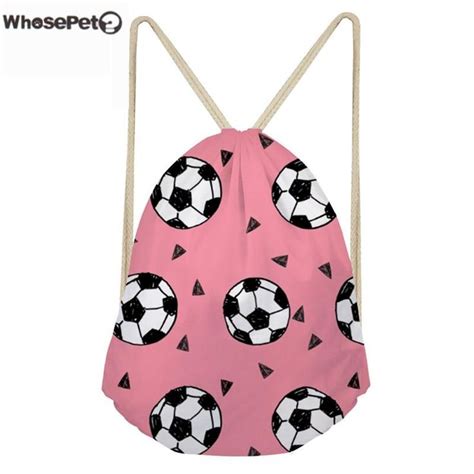 Customized Soccer Balls Drawstring Backpack Gym Bag Unisex Pink 19