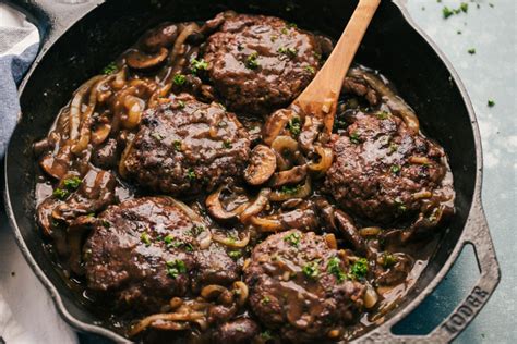 An easy hamburger steak recipe, smothered in brown gravy. Hamburger Steak Recipe