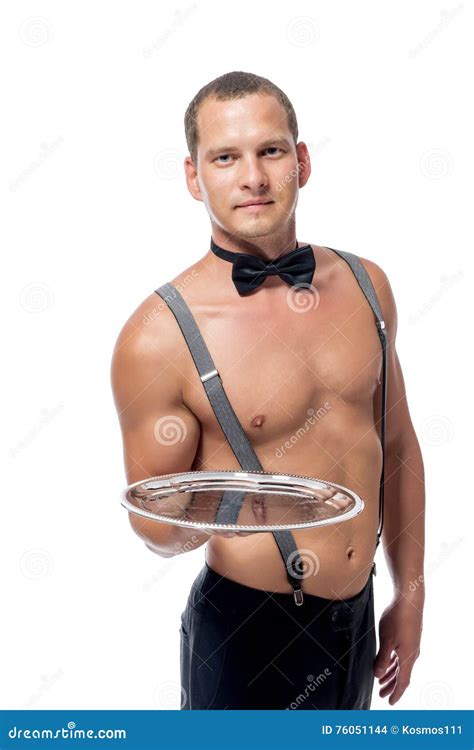 Stripper Waiter With Empty Tray Isolated Stock Photo Image Of