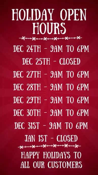 Christmas Open Hours Digital Template Postermywall