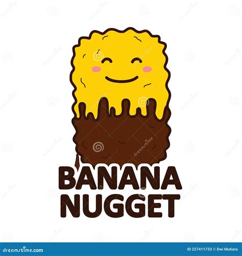 Doodle Style Banana Nugget Cartoon Logo Chocolate Banana Stock Vector
