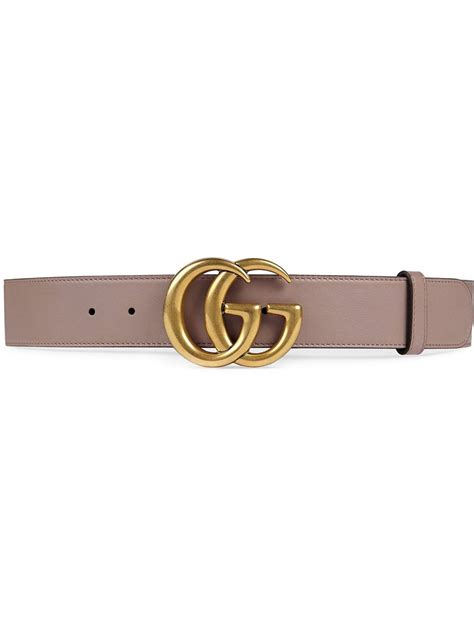 Gucci Leather Belt With Double G Buckle In Pink Modesens