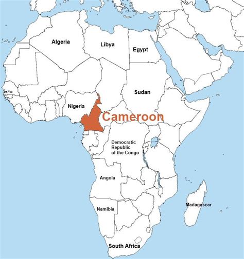 The Cameroon Map In The Africa Continent Its Is Located In The West Of