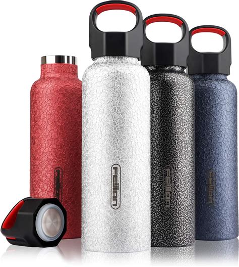 Amazon Com Feijian Stainless Steel Water Bottle Sports Bottle With Standard Mouth Lids Handle