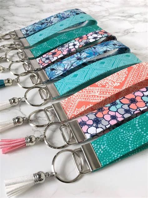 Custom Wristlet Keychain Turquoise Girly Keychain Key Fob Etsy Key