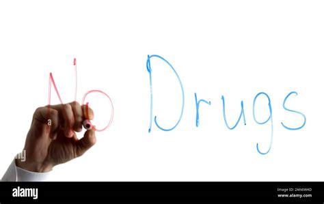 Man Writing No Drugs Phrase On White Background Narcotic Addiction