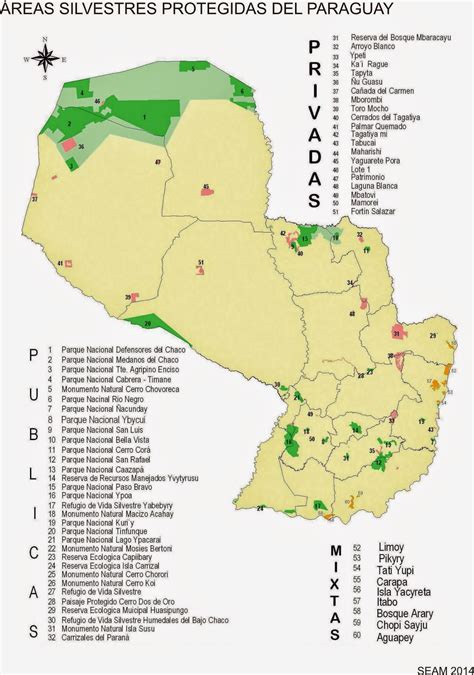 Parques Nacionales Del Paraguay Mapa Nuevo De La Seam Reas Silvestres Protegidas