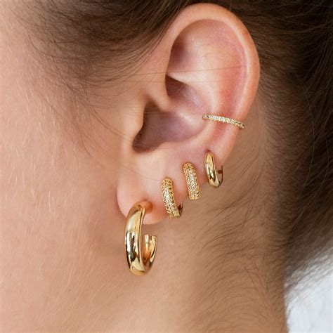 Mini Ear Huggie Cartilage Hoops Gold CZ Ear Huggies Gold Etsy