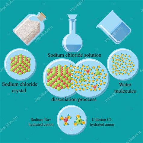 El proceso de disociación de la sal de mesa cloruro de sodio en agua