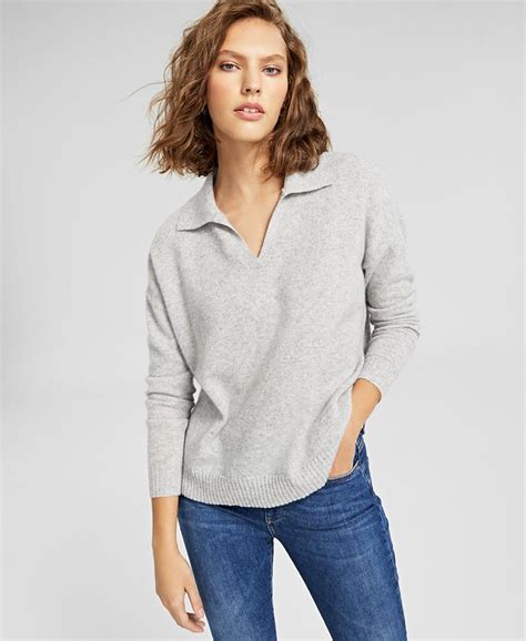 Charter Club Cashmere Johnny Collar Sweater Created For Macys And Reviews Sweaters Women