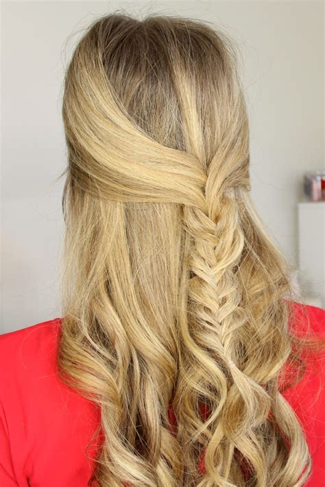 You don't have to put a hair tie at the top, but i find it easier like that. Half Up Fishtail Braid