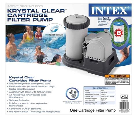Intex 2500 Gph Krystal Clear Pool Filter Pump W Gcfi And 6 Type B
