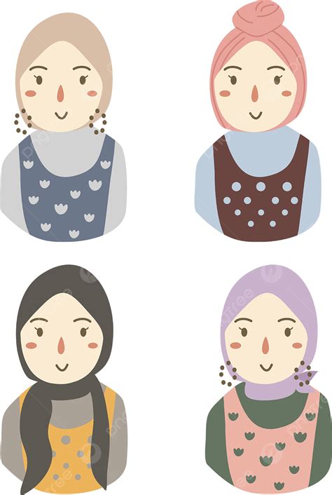 รูปภาพวาดชุดเวกเตอร์ของผู้หญิงมุสลิมสวมฮิญาบ Png ฮิญาบ มุสลิม หญิง