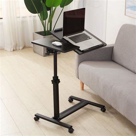 Tigerdad Over Bed Table With Wheels Adjustable Rolling Laptop Table