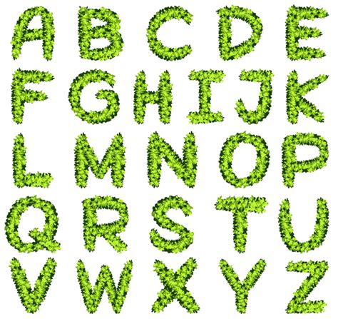 Green Plant Alphabet Creative Vector Vector Font Free Download