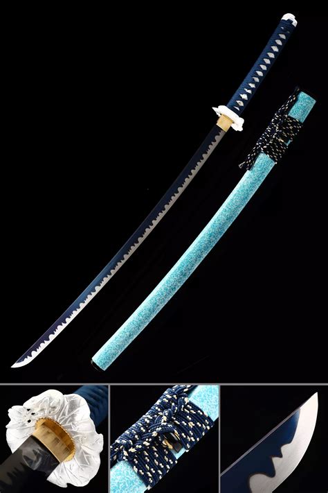 Blue Steel Katana Handmade Japanese Katana Sword High Manganese Steel