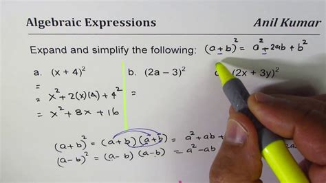 Expand And Simplify Binomial Squares 2x 3y2 Youtube