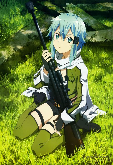 The ice sniper from gun gale online, sinon, successfully logon into underworld using a super account solus, the goddess of the sun, to help asuna and kirito inside the underworld against tons of crimson army and the dark knight. Sword Art Online June Visuals 01